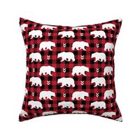 White Bears  – Black + Red Buffalo Plaid Check Woodland Baby Nursery Bedding