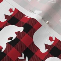 White Bears  – Black + Red Buffalo Plaid Check Woodland Baby Nursery Bedding