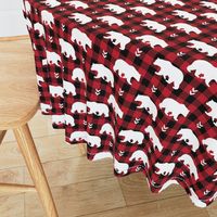 White Bears  – Black + Red Buffalo Plaid Check Woodland Baby Nursery Bedding