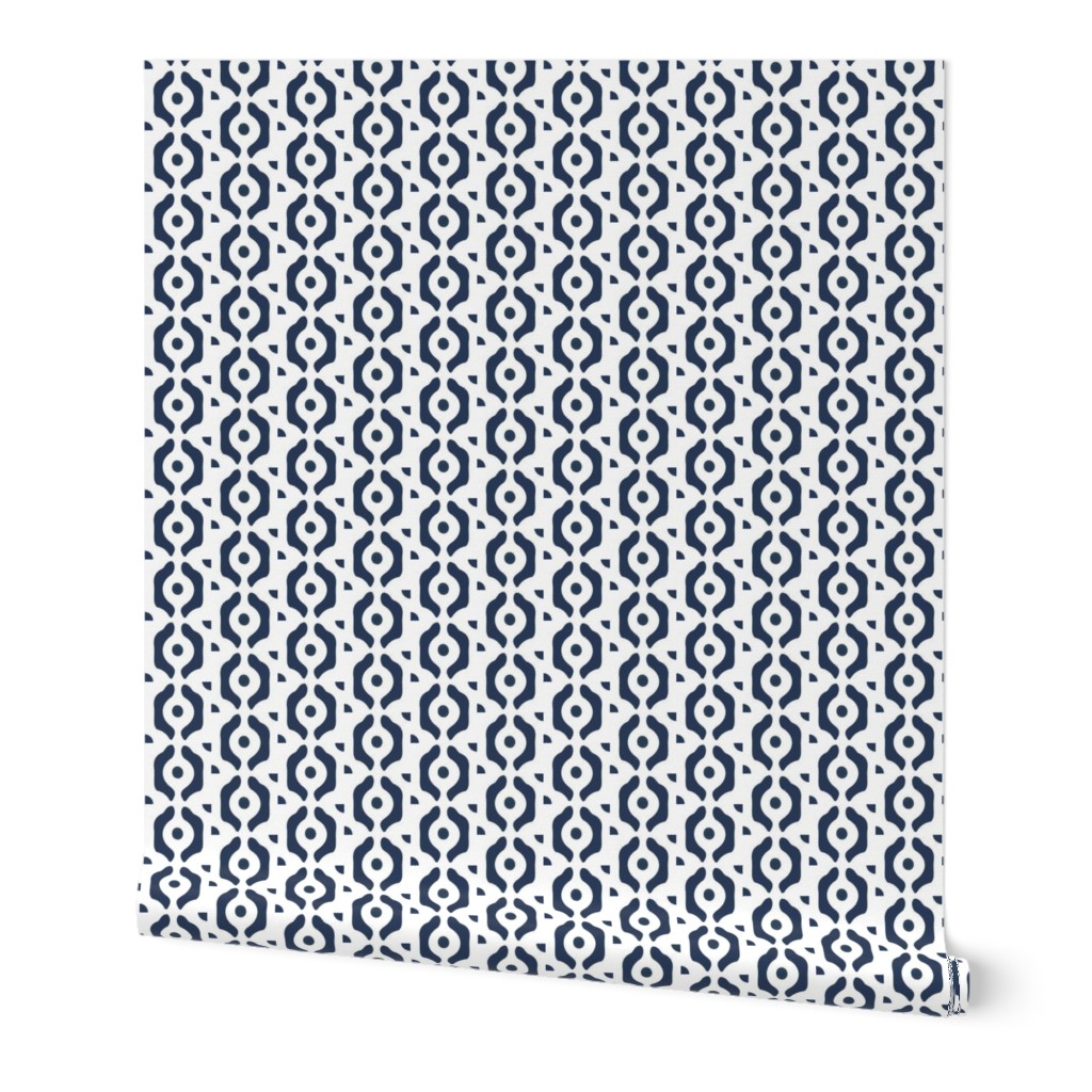 small herringbone dots navy circles blue dots nautical 