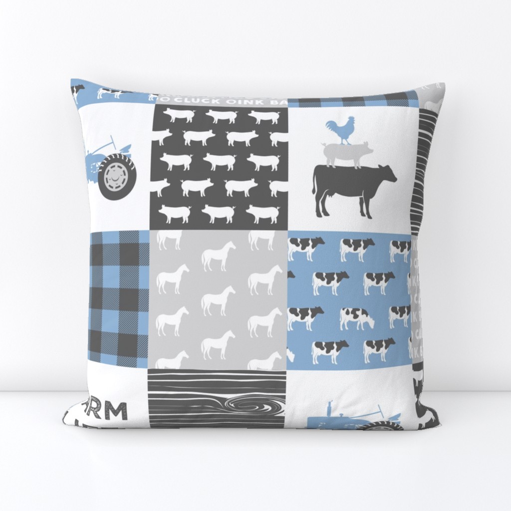 farm life - wholecloth- blue and grey