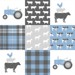 farm wholecloth - blue and grey