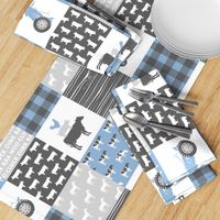 farm life - wholecloth- blue and grey (90)