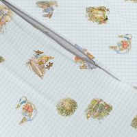 Peter Rabbit Tossed Characters - Ice Blue - Small scale