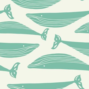 Whale pod in green