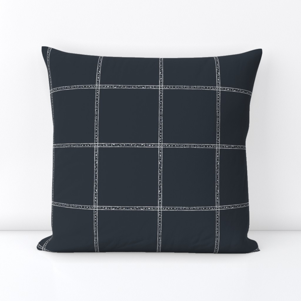 Large grey check stamped white grey plaid gray plaid