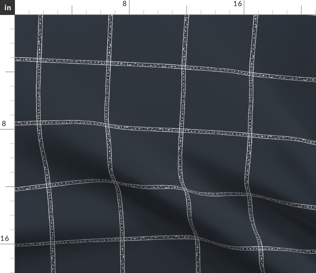 Large grey check stamped white grey plaid gray plaid