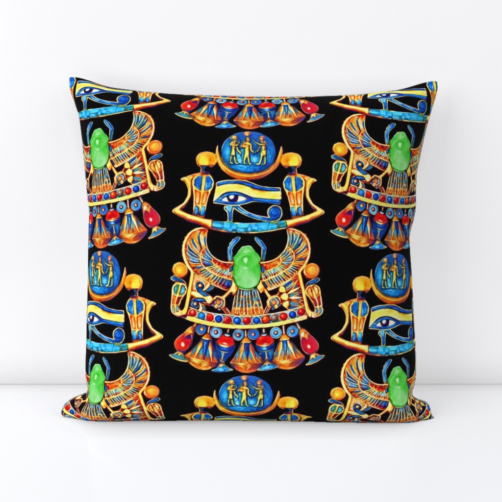 ancient egypt egyptian pharaoh sun cobras snakes goddesses scarab beetles flowers lily lilies lotuses eyes horus king Udjat thoth king gods Wadjet gold rainbow colorful wings