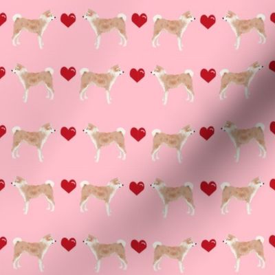 akita hearts love dog fabric pet portrait dog breeds pink