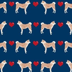 akita hearts love dog fabric pet portrait dog breeds navy
