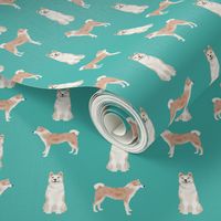 akita dog fabric pet portrait dog breeds turquoise