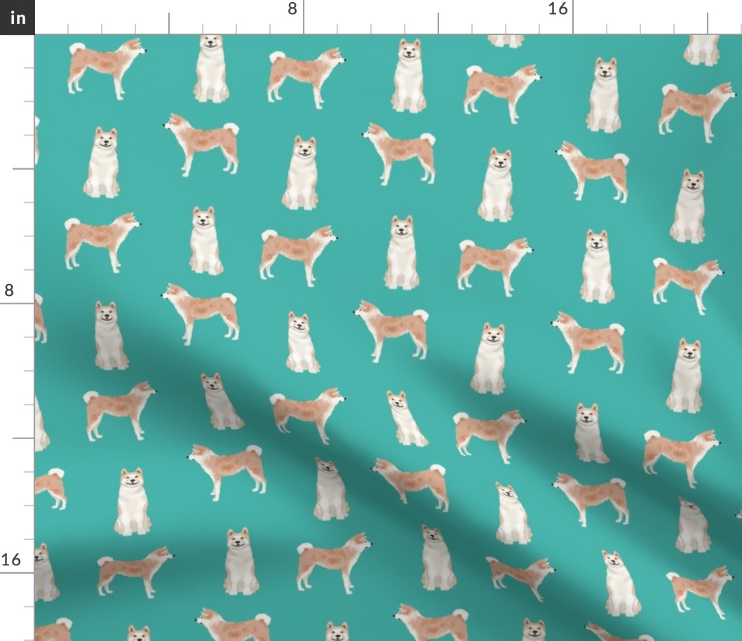 akita dog fabric pet portrait dog breeds turquoise