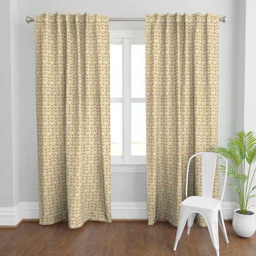 17-06H Autumn Yellow Gold Damask on Cream || Home Decor 