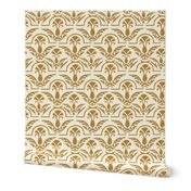 17-06H Autumn Yellow Gold Damask on Cream || Home Decor 