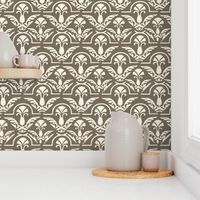 17-06F Taupe Cream Damask || Home Decor