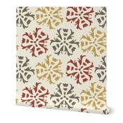 17-06E Autumn Abstract Floral Home Decor || Large Scale wall paper sienna Gold Gray Maroon Red on Cream  _ Miss Chiff Designs 