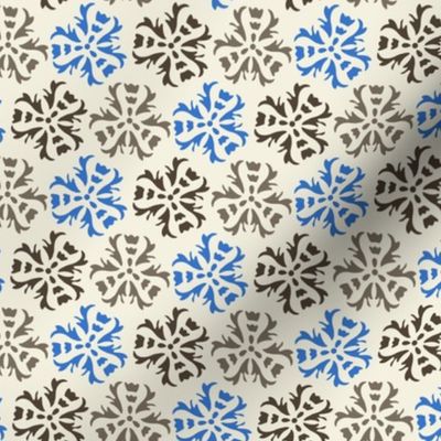 17-06D Abstract floral Blue Gray Brown || Home Decor Wall paper large scale cream  _ Miss Chiff Designs