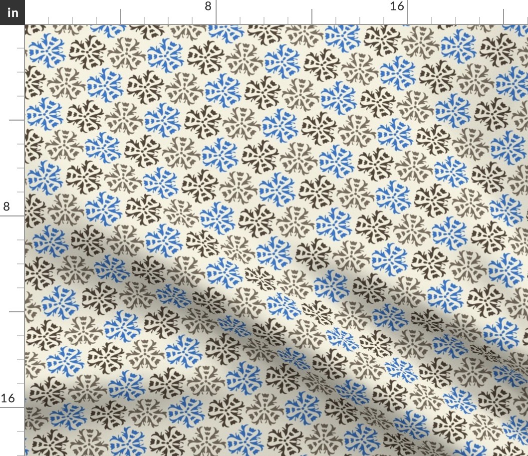 17-06D Abstract floral Blue Gray Brown || Home Decor Wall paper large scale cream  _ Miss Chiff Designs
