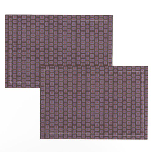 17-06C Small Abstract chocolate brown royal blue wine red gray grey small geometric square Spanish tile _  Miss Chiff Designs 