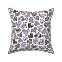 Geometric Patterned Hearts Valentines day Doodle  Purple Violet