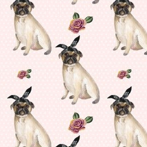 4" Pug Life - Pink with Polka Dots