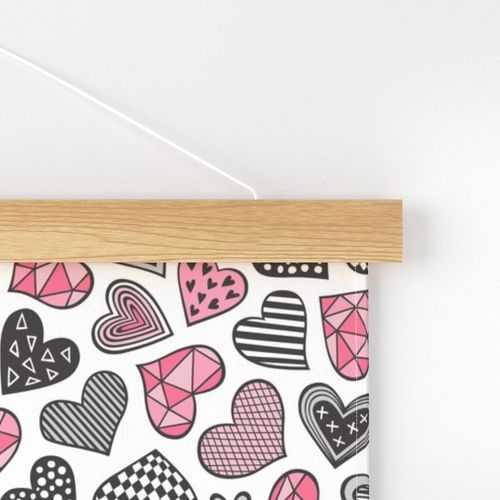 Geometric Patterned Hearts Valentines day Doodle