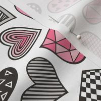 Geometric Patterned Hearts Valentines day Doodle