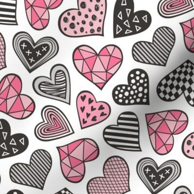 Geometric Patterned Hearts Valentines day Doodle