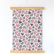 Geometric Patterned Hearts Valentines day Doodle