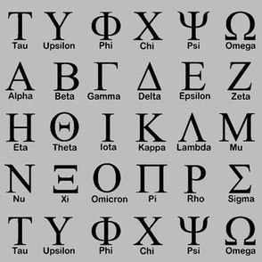 Greek Alphabet // Steel Grey