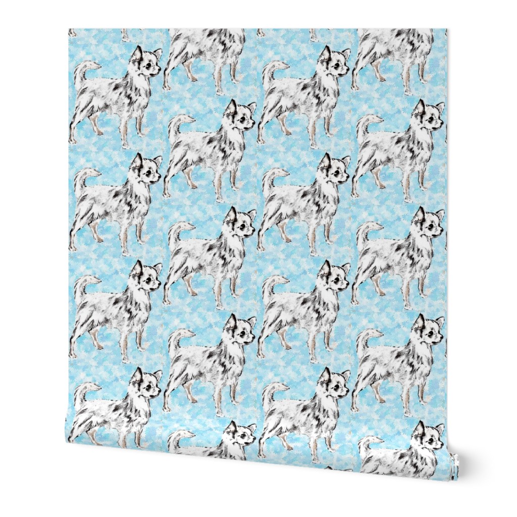 Chihuahua on Aqua Background fabric