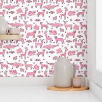 valentines animals // shark deer cat giraffe nursery love hearts fabric white red