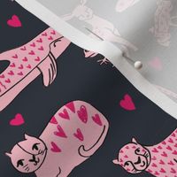 valentines animals // shark deer cat giraffe nursery love hearts fabric navy