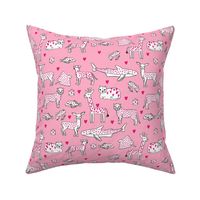 valentines animals // shark deer cat giraffe nursery love hearts fabric pinks