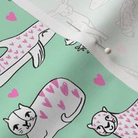 valentines animals // shark deer cat giraffe nursery love hearts fabric mint
