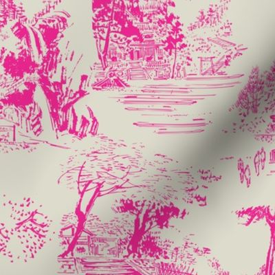 asian toile pink