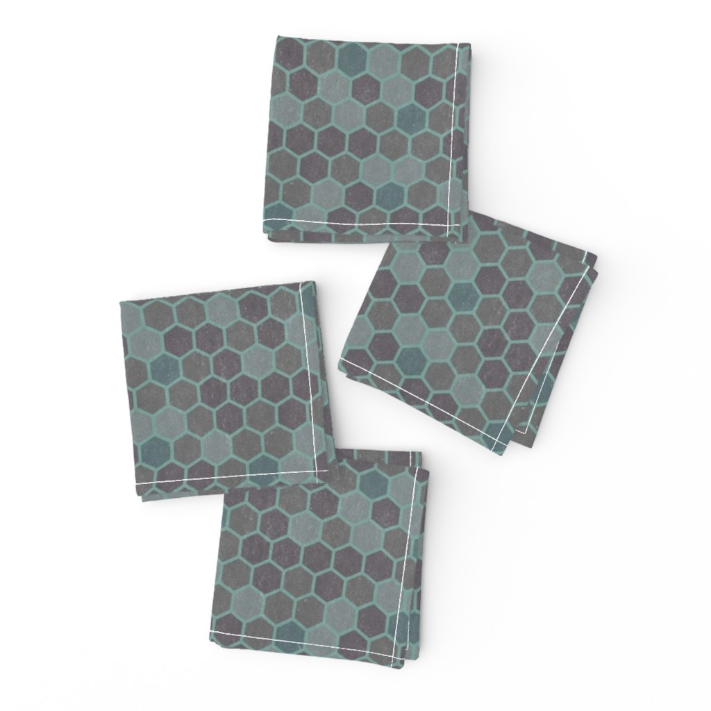 18-7M Blue Gray Green Textured Hexagon _ Miss Chiff Designs