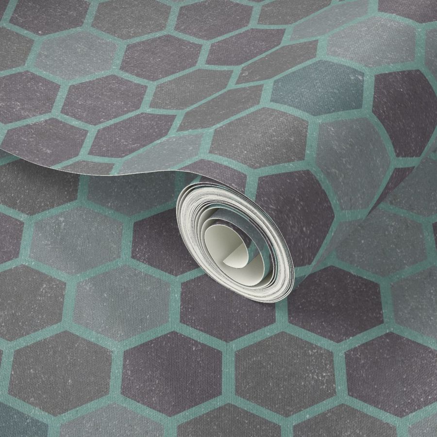 18-7M Blue Gray Green Textured Hexagon _ Miss Chiff Designs