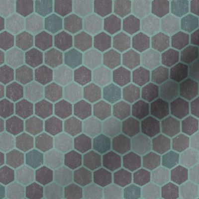 18-7M Blue Gray Green Textured Hexagon _ Miss Chiff Designs