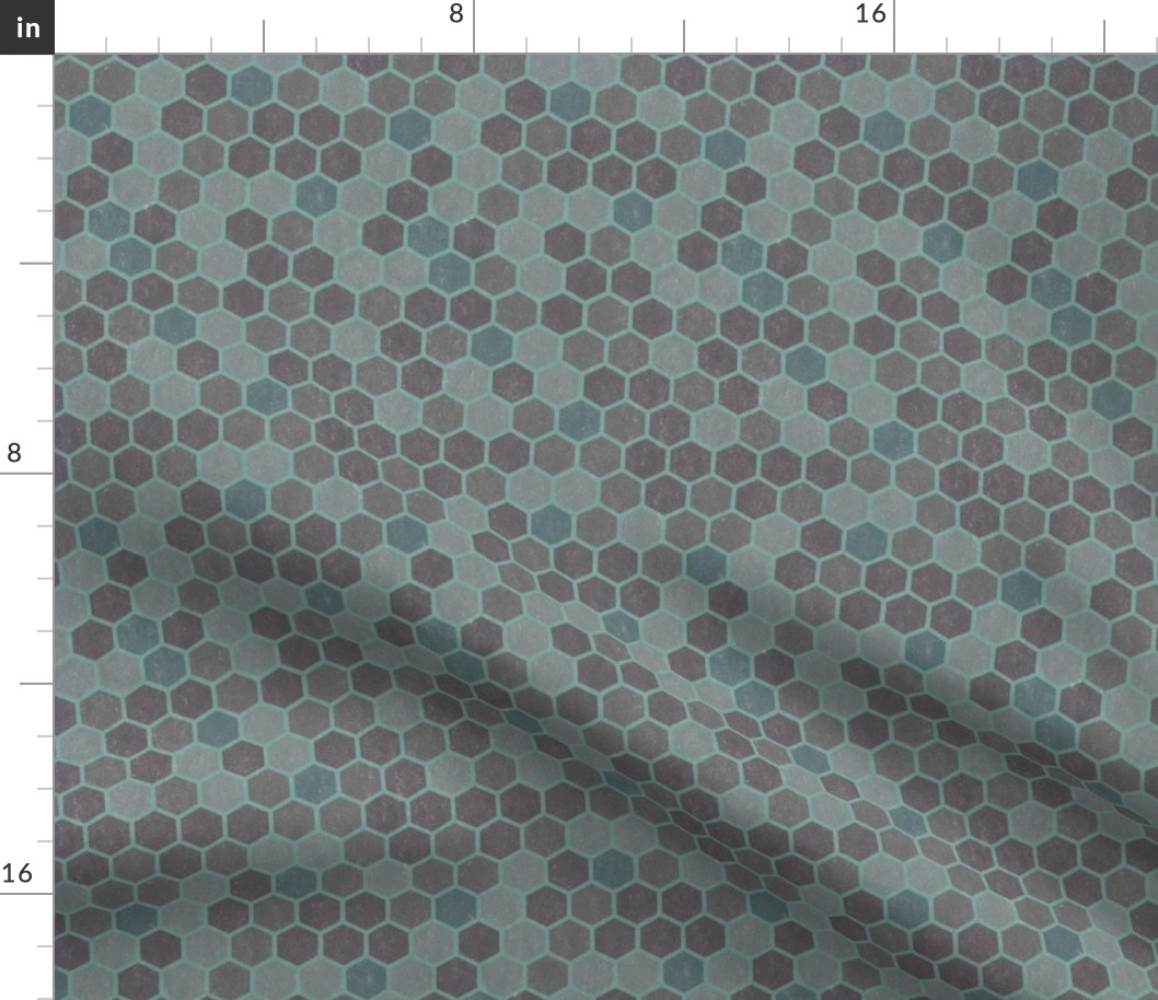 18-7M Blue Gray Green Textured Hexagon _ Miss Chiff Designs