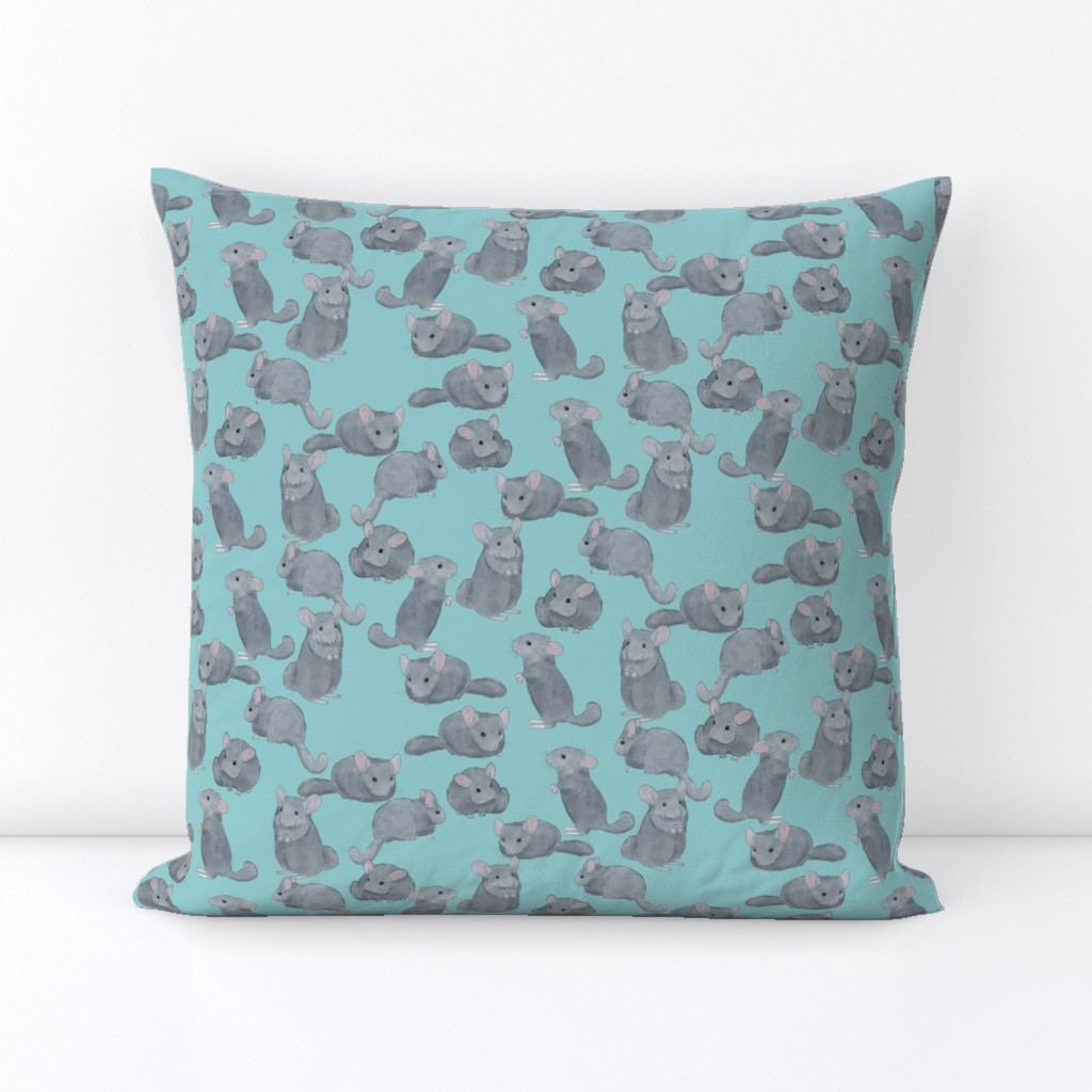 Chinchillas in Color on Light Blue
