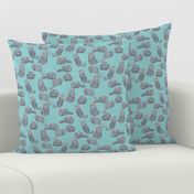 Chinchillas in Color on Light Blue