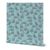 Chinchillas in Color on Light Blue