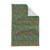 (3") Jungle Birds on Rainforest Green