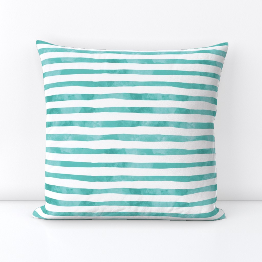 Aqua Blue Watercolor Stripes