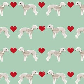 bedlington terrier love hearts dog breed pet fabric mint