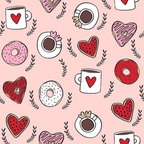 valentines coffee // donuts and coffee fabric breakfast cafe foodie blush