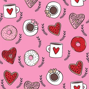 valentines coffee // donuts and coffee fabric breakfast cafe foodie pink