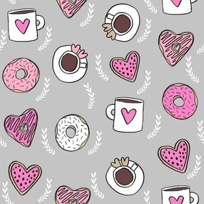 valentines coffee // donuts and coffee fabric breakfast cafe foodie grey