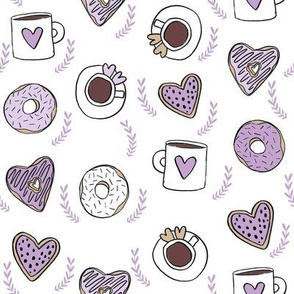 valentines coffee // donuts and coffee fabric breakfast cafe foodie white lavender